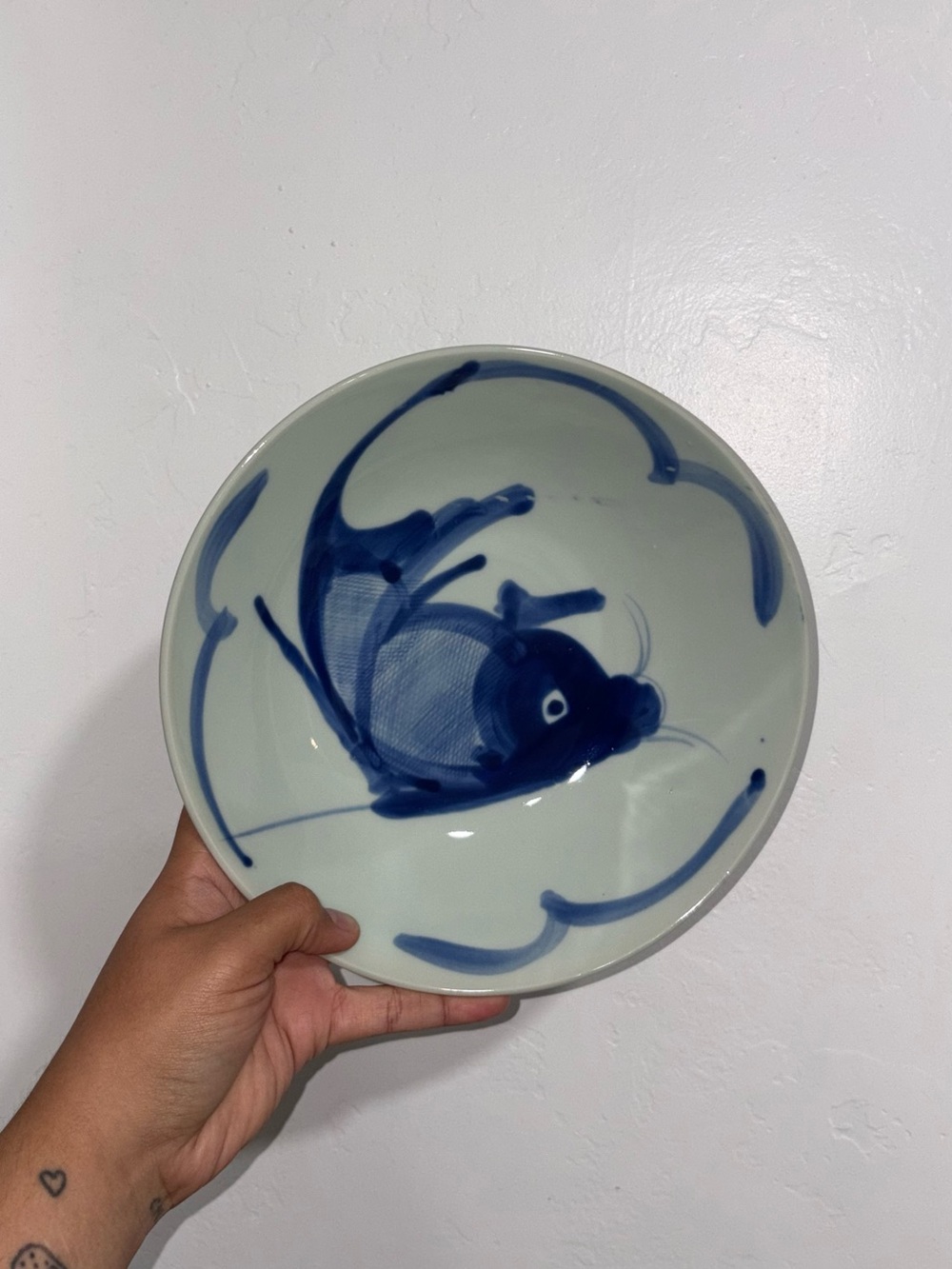 Vintage Chinese Koi Fish Plate Hand Painted